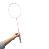 BADMINTON RACKETS With Carry Case Pink With Blue + White Checks On Handle